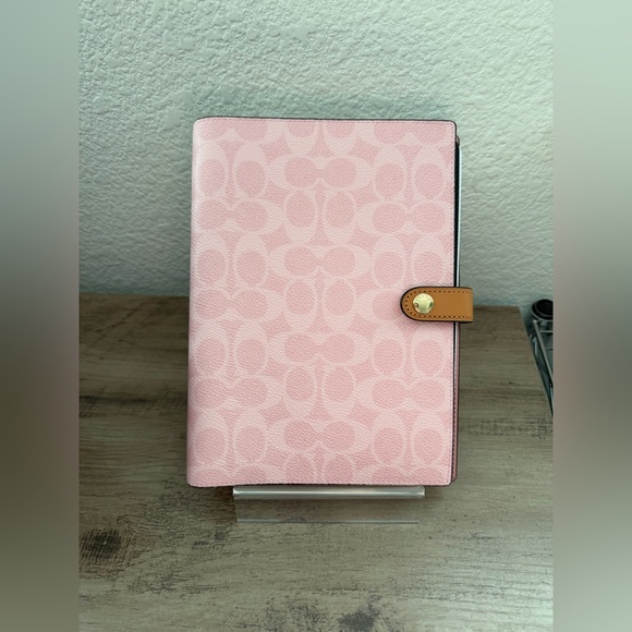 Coach Powder Pink Notebook In Signature Canvas - Picture 3 of 10